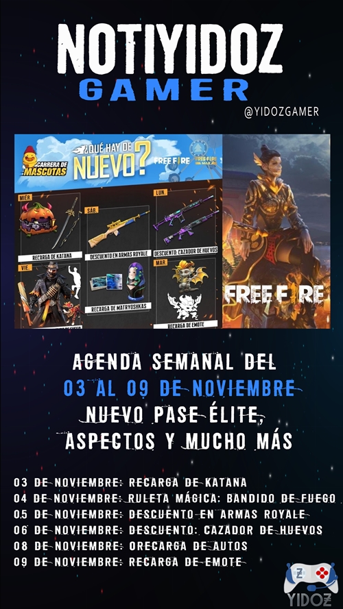 Freefire: Agenda semanal del 03 al 09 de noviembre