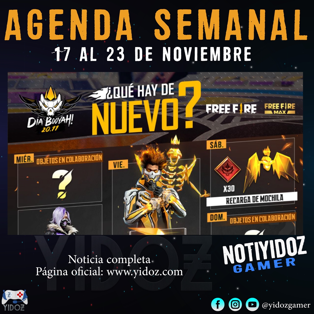 Freefire: Agenda semanal del 17 al 23 de noviembre, con Torre Booyah y Esqueleto Alfa